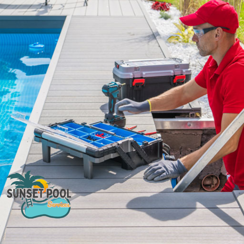 A close-up of high-quality materials and tools used for structural pool repairs.